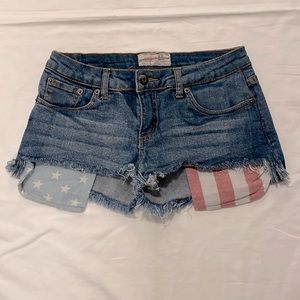 Vintage Havana American Flag 4-Way Stretch Jean Shorts - Size 1 / 2